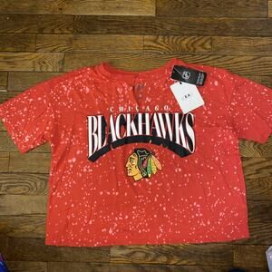 Wear By Erin Andrew’s Chicago Blackhawks NHL Small Short Sleeve Crop Womens NWT